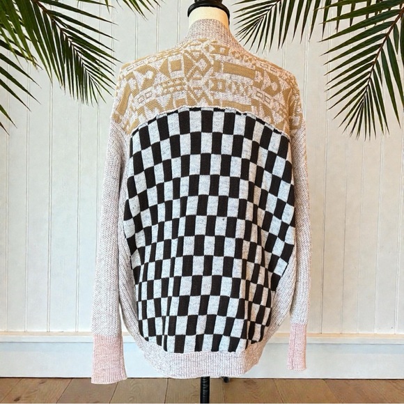 Anthropologie PILCRO Mash-up Colorblock Checkered Star Cardigan Sweater - Small - Picture 4 of 15